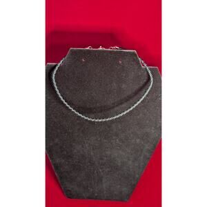 Express Black Braided Leather Choker Necklace Silver Tone Lobster Clasp 4+3"